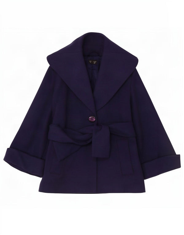 Topshop Γυναικείο κοντό υπερμεγέθη πανωφόρι UK 8 Small Navy Blue Wool