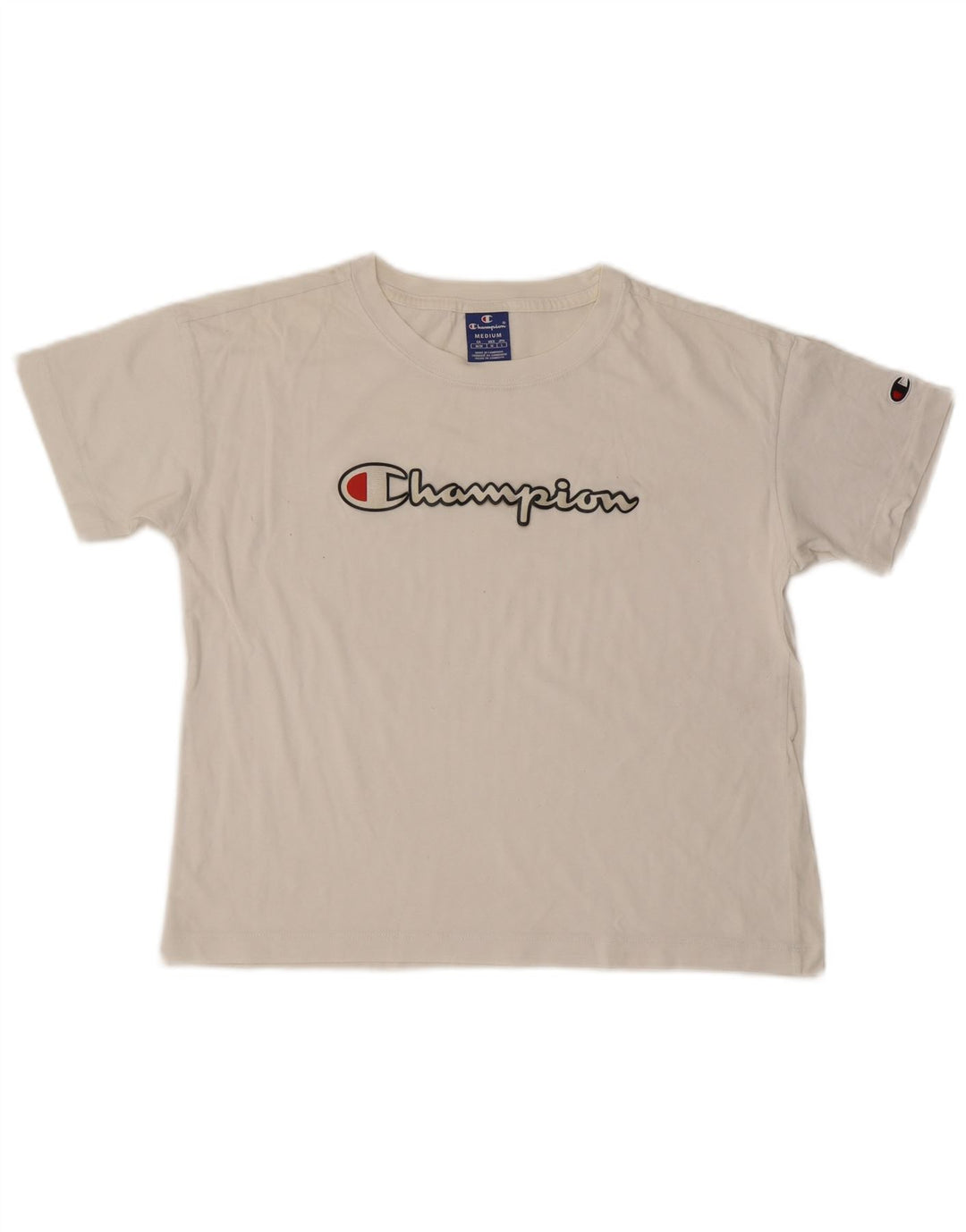 Champion T-shirt court graphique pour femme UK 14 Blanc moyen