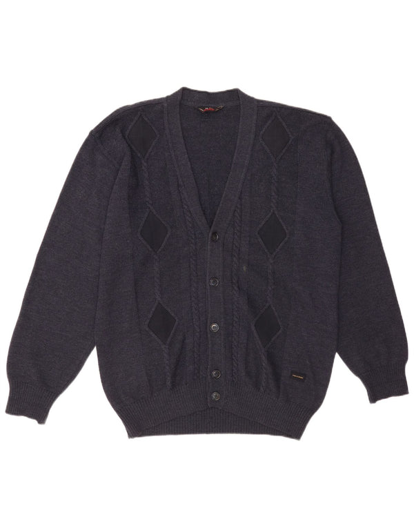 Paul & Shark Mens Yachting Cardigan Sweater XL Navy Blue Argyle/Diamond