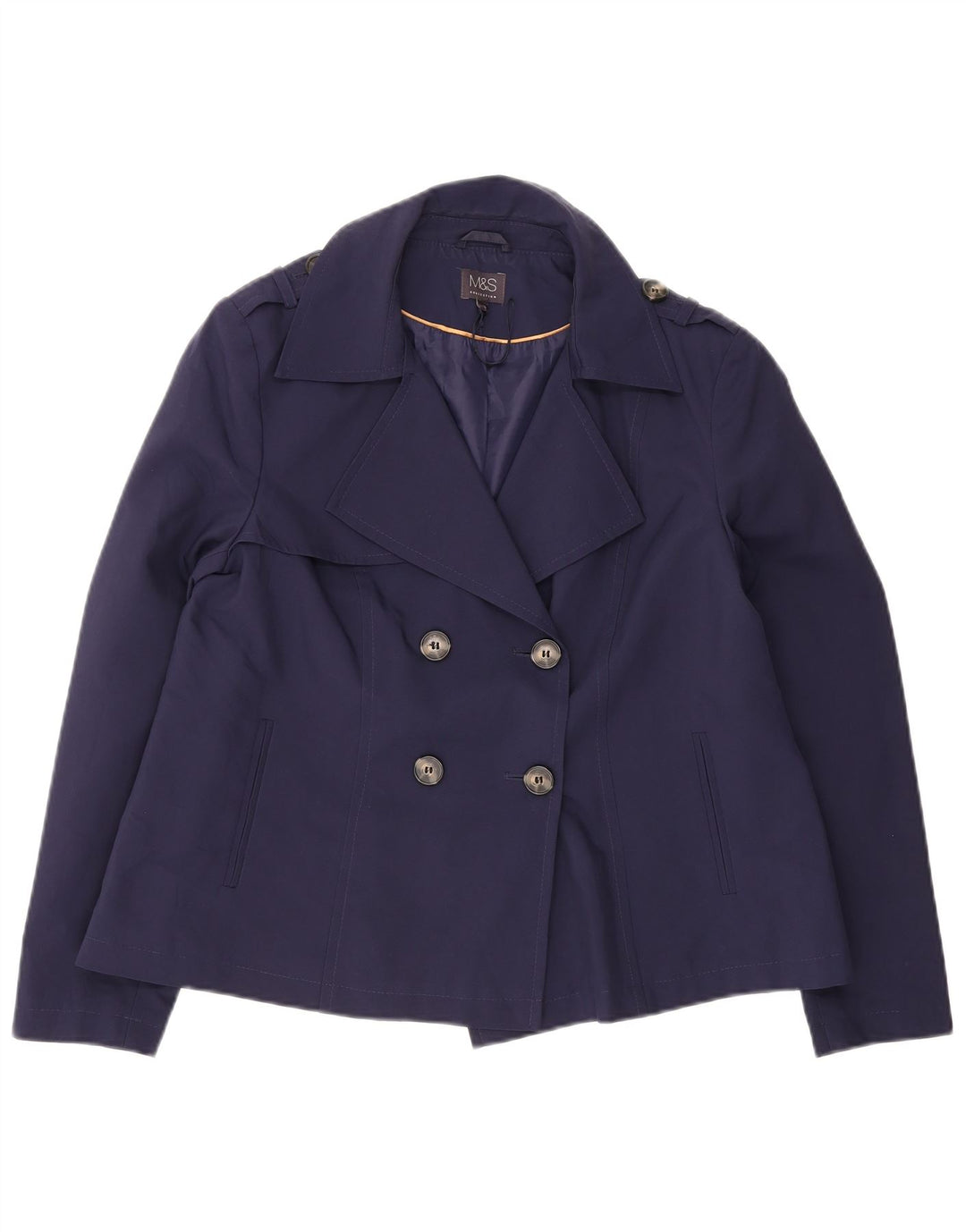 Marks & Spencer Damen Pea Coat UK 16 Large Marineblau Polyester