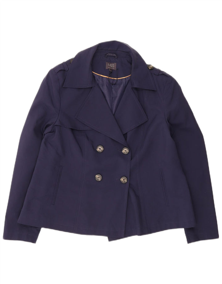 Marks & Spencer Damen Pea Coat UK 16 Large Marineblau Polyester