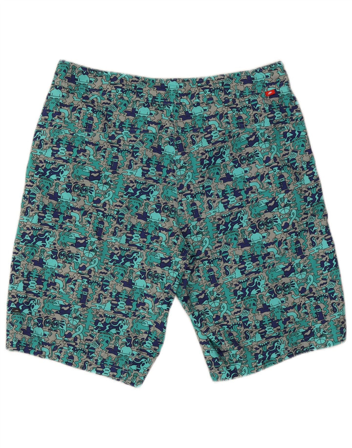 Nike Mens Graphic Cargo Shorts  W34 Large Turquoise Colourblock Polyester