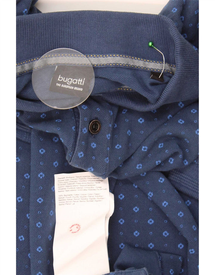 Bugatti Mens Polo Shirt Medium Blue Spotted Cotton