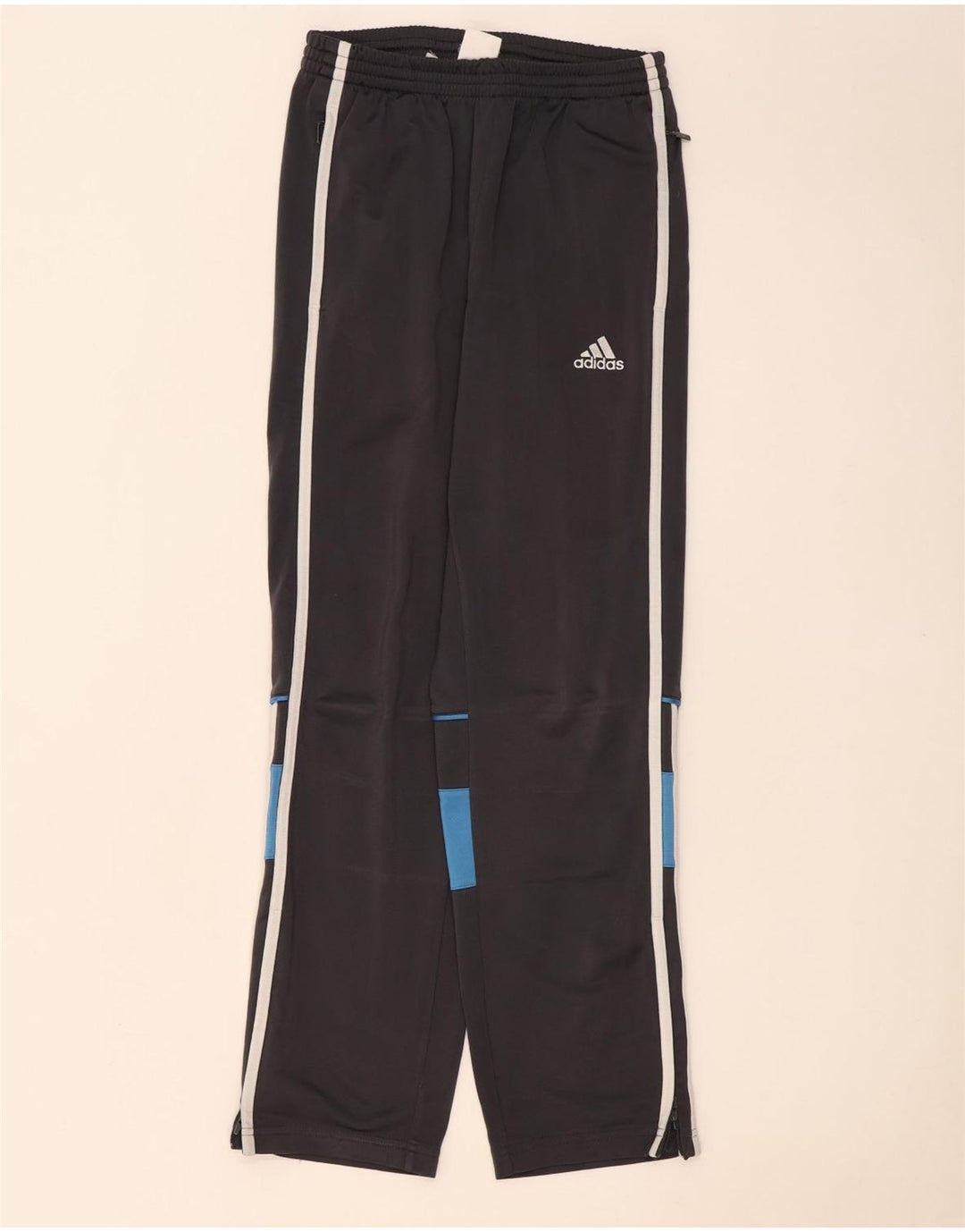 Adidas Boys Tracksuit Trousers 11-12 Years Grey Colourblock Polyester