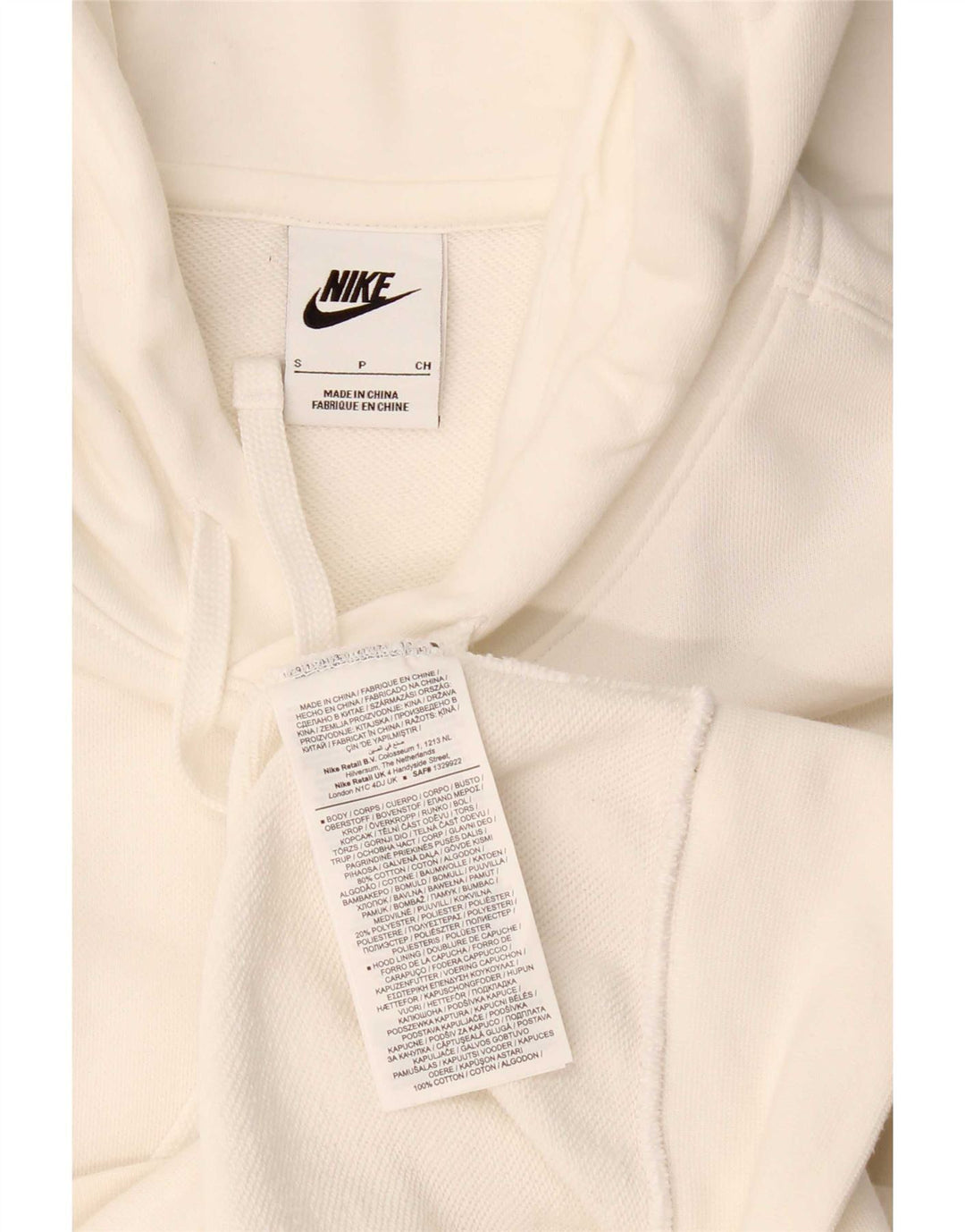 Nike Mens Graphic Hoodie Jumper Small White Cotton