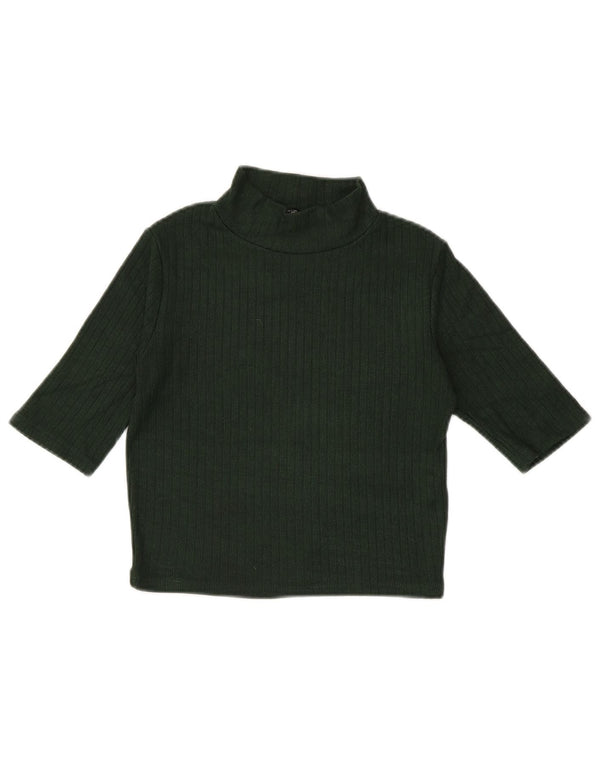 Zara Γυναικείο T-Shirt T-Shirt Top UK 8 Small Green Viscose