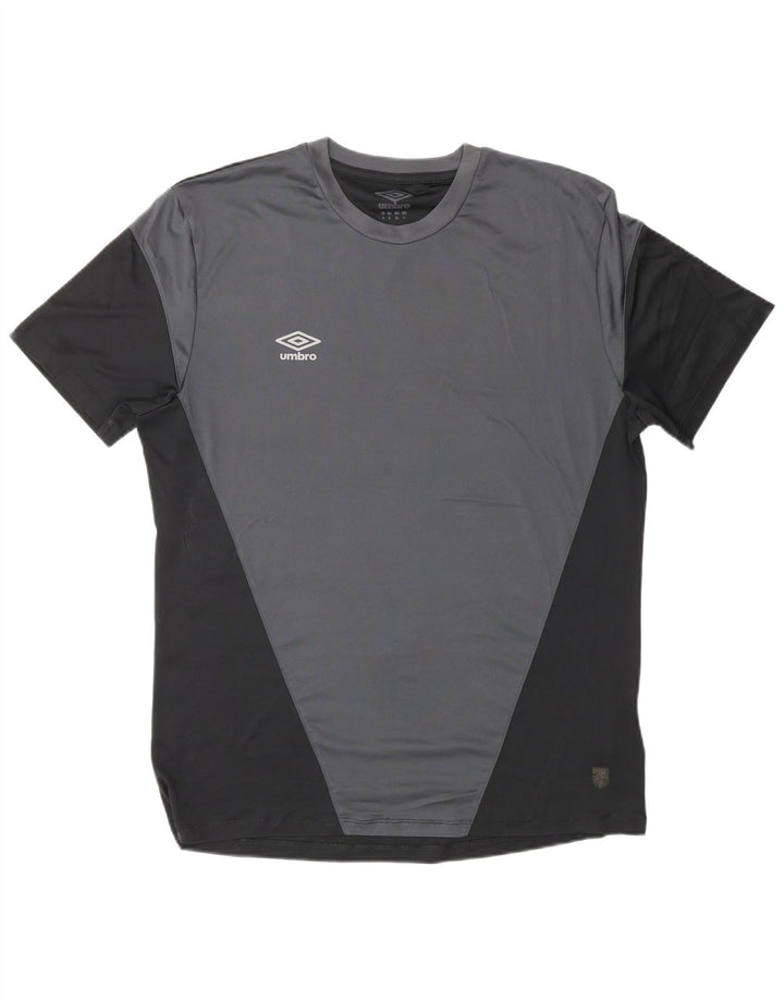 UMBRO Męski T-shirt Top Duży Czarny Poliester z blokami kolorów