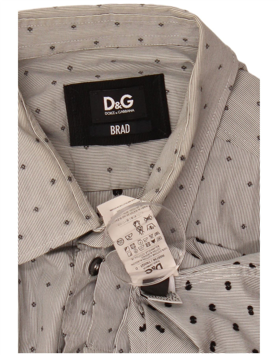 DOLCE & GABBANA Camisa BRAD De Algodón Con Motivos Gris Medio Hombre
