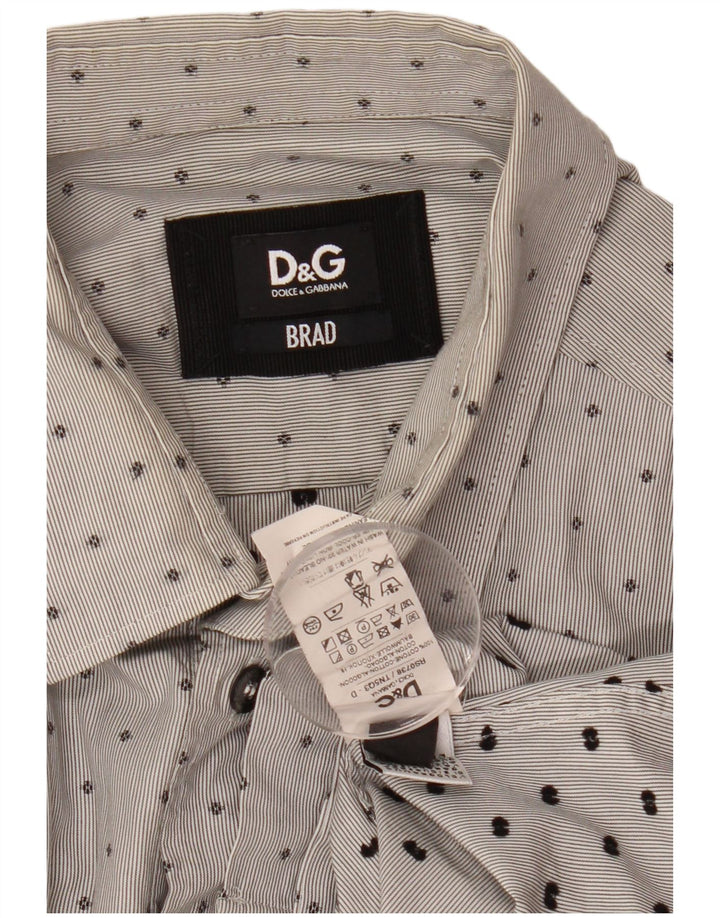 DOLCE & GABBANA Camisa BRAD De Algodón Con Motivos Gris Medio Hombre