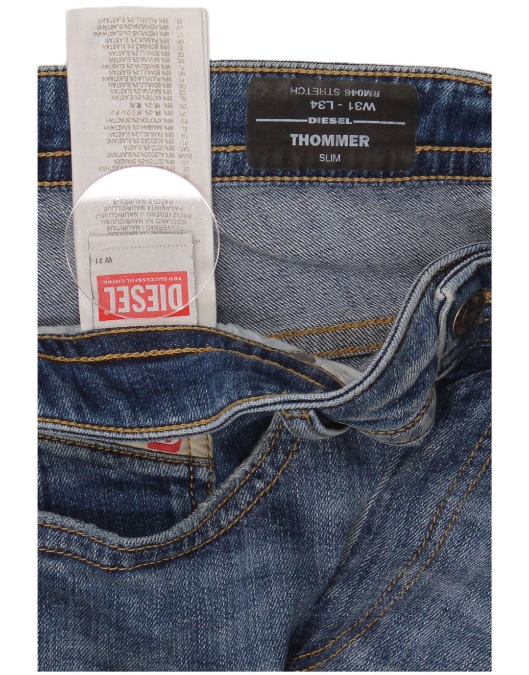 Diesel Mens Thommer Slim Jeans W31 L34 Blue Cotton