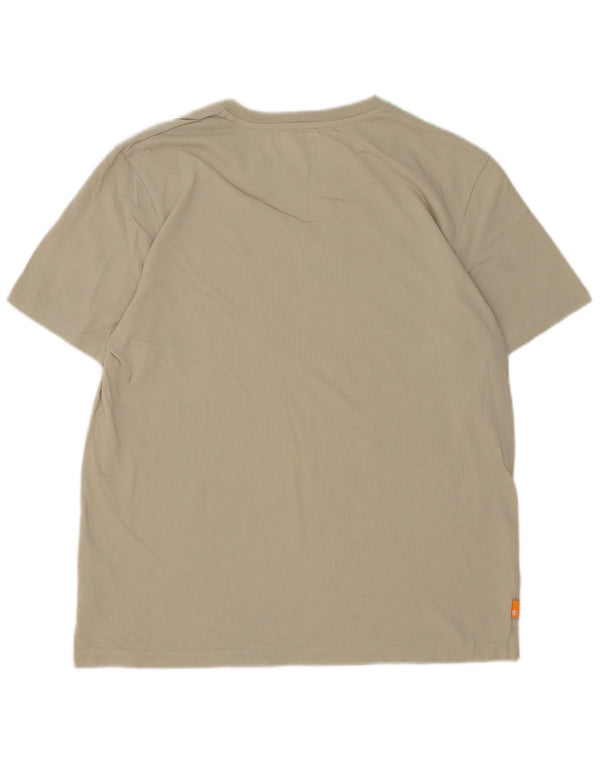 Timberland Mens Regular Fit Graphic T-Shirt Top Medium Beige Cotton