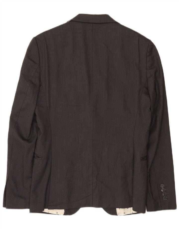 Jaqueta blazer masculina Zara com 2 botões EU 46 poliéster cinza pequeno