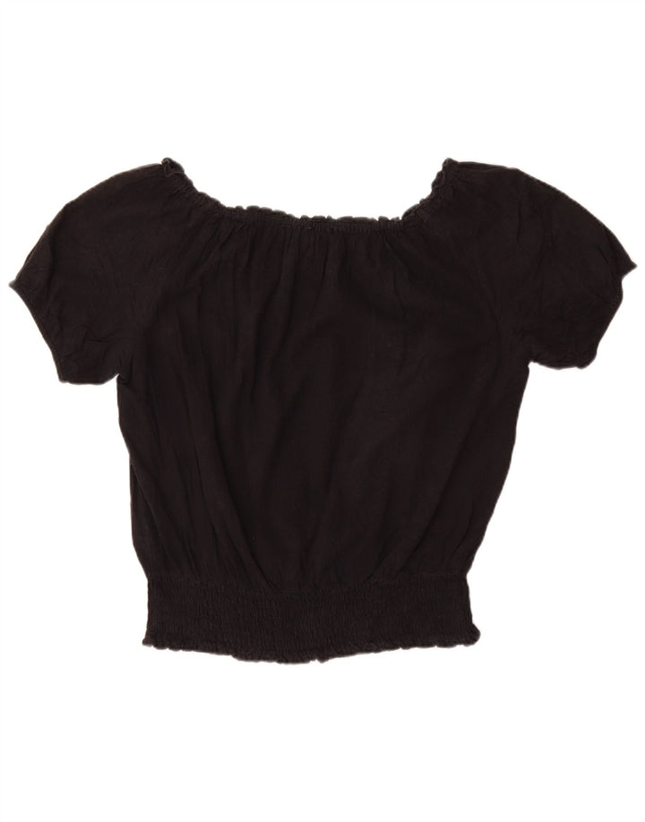 MICHAEL KORS Dame bluse Top UK 14 Stor Sort Bomuld