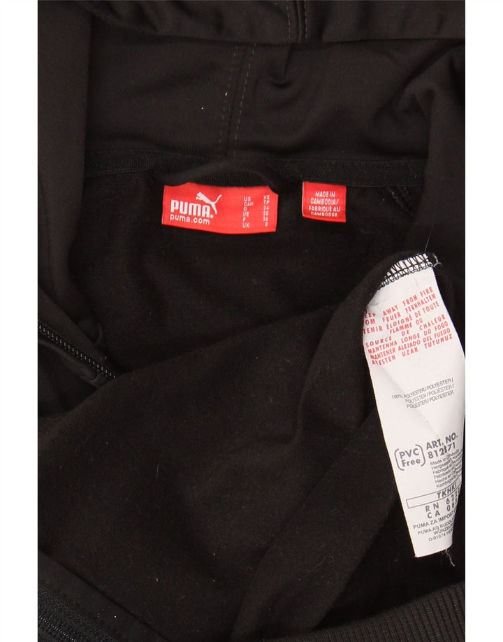 PUMA Womens Graphic Zip Hoodie Sweater UK 8 Small  Black Polyester Vintage Puma and Second-Hand Puma from Messina Hembry 