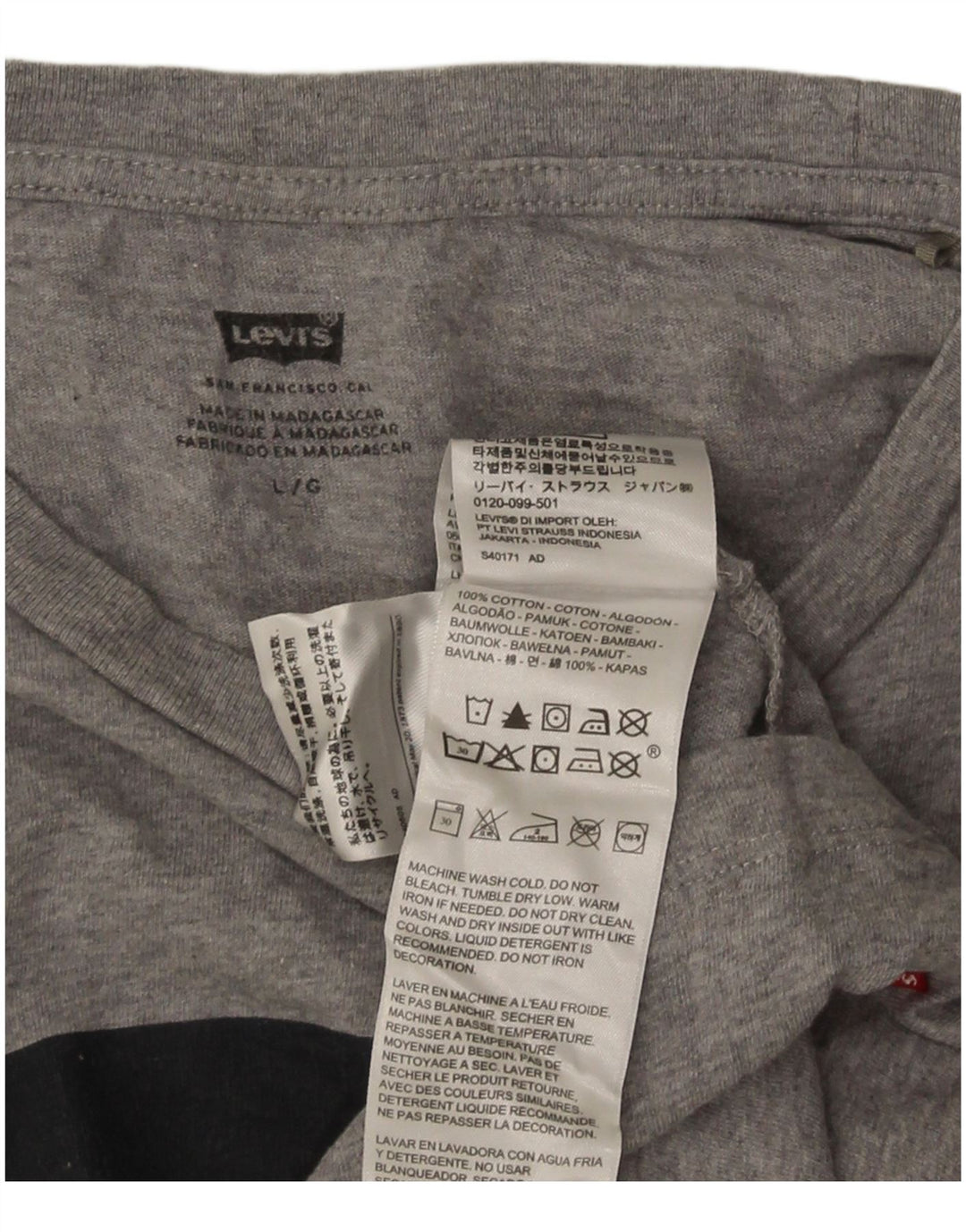 Levi's Mens Graphic T-Shirt Top Large Grey Flecked Cotton