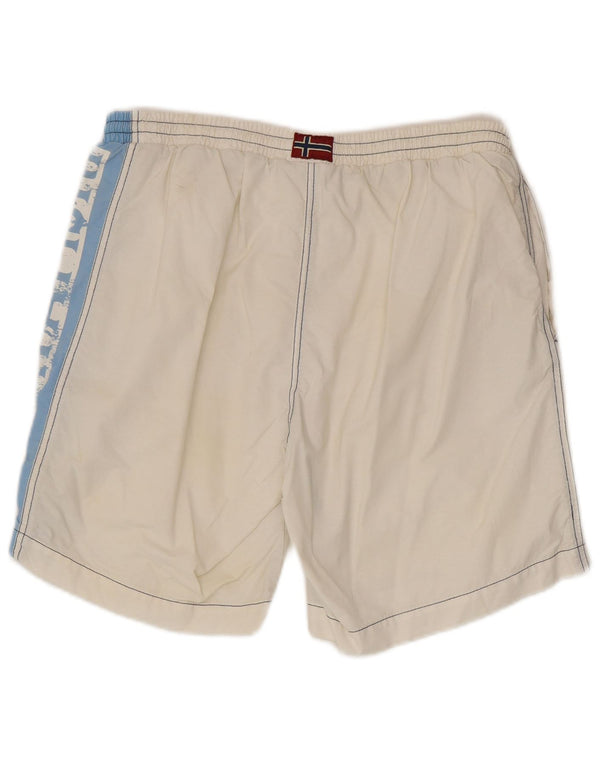 Napapijri Mens Graphic Swimming Shorts XL White Colourblock Cotton