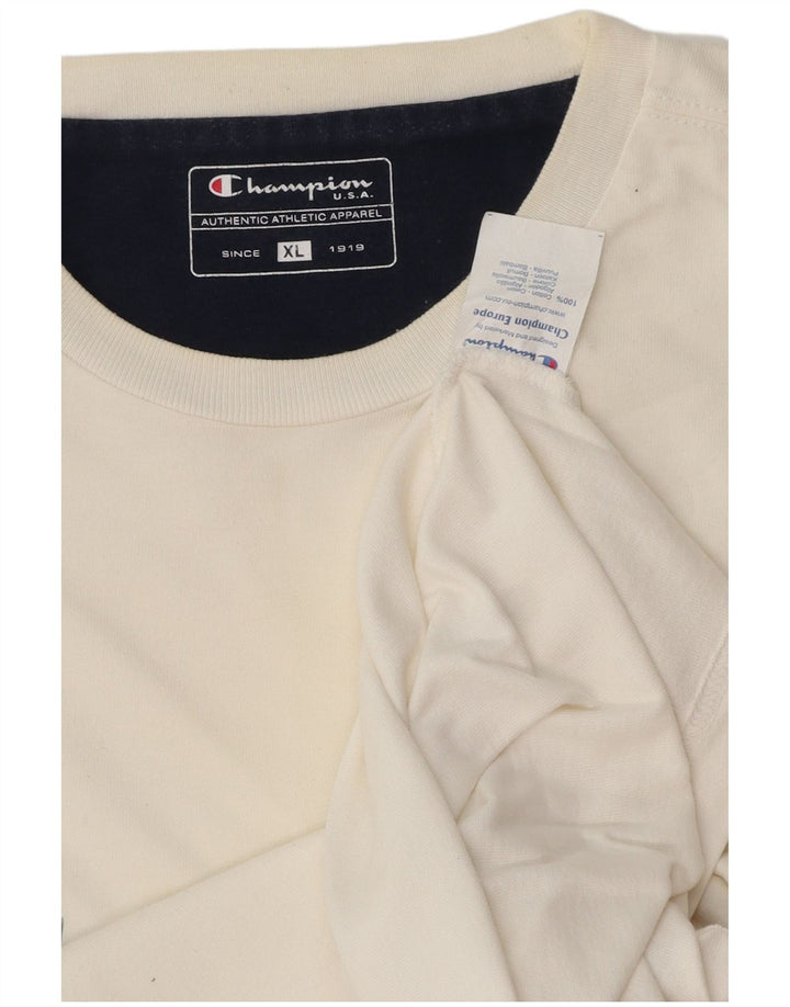 CHAMPION Mens Graphic T-Shirt Top XL White Cotton