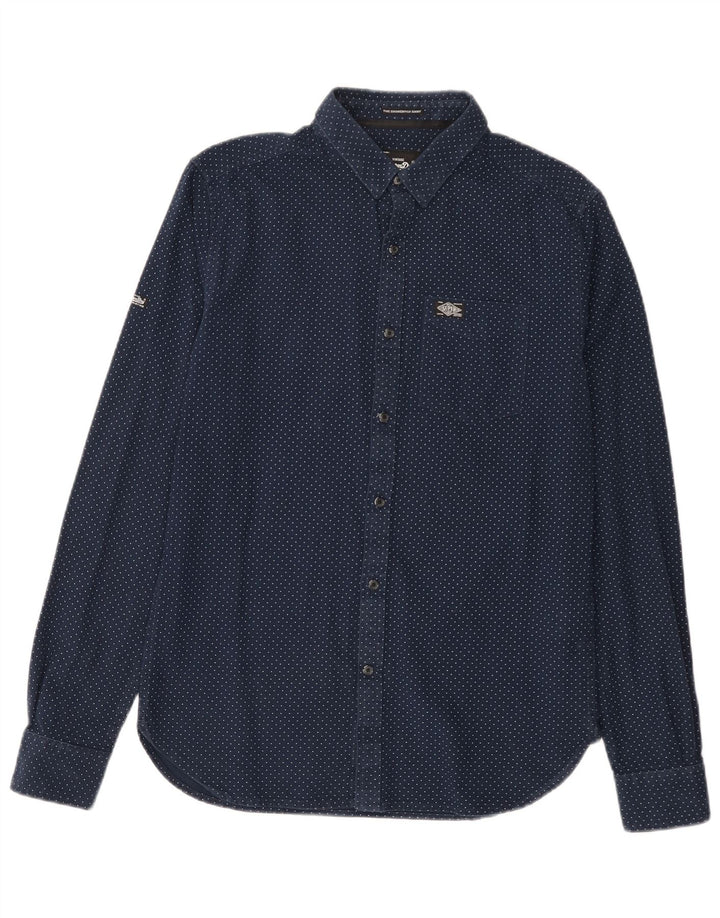 SUPERDRY Herreskjorte Medium Navyblå plettet bomuld