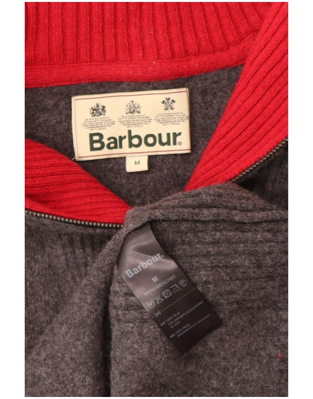 Barbour Herre Loose Fit Zip Neck Jumper Sweater Medium Grey Uld