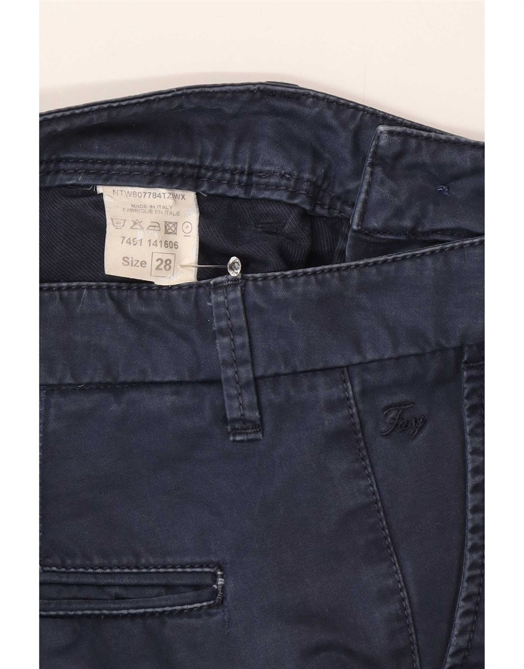 Fay Womens Slim Chino Trousers W28 L30 Navy Blue
