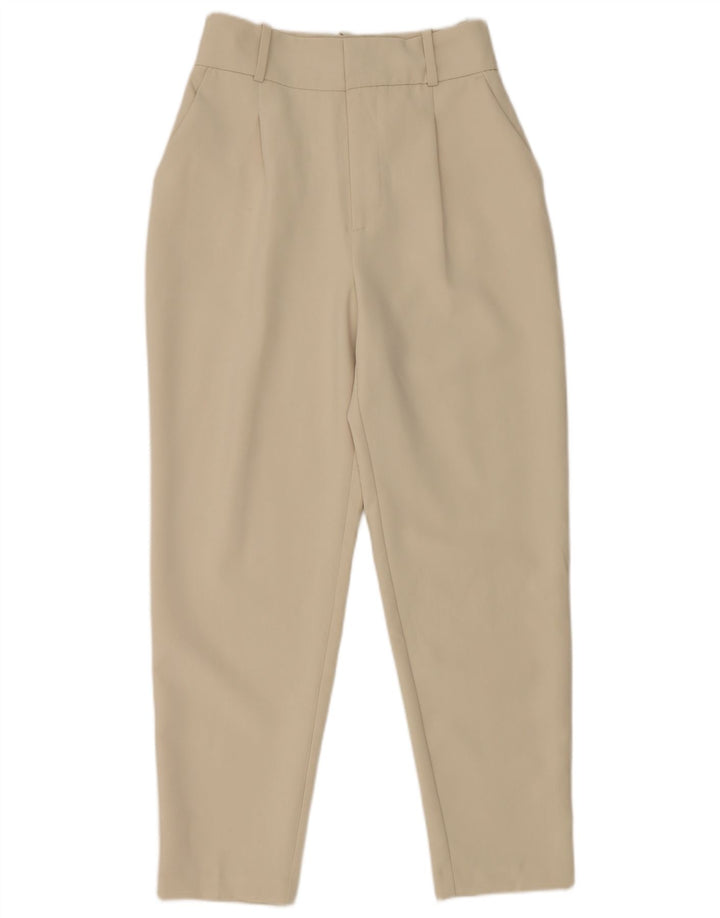 Zara Womens Tapered Suit Trousers Small W26 L27 Off White Polyester