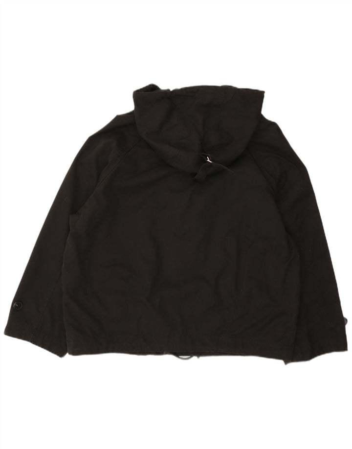 Zara Womens Hooded Oversized Windbreaker Jacket UK 14 Medium Black Cotton