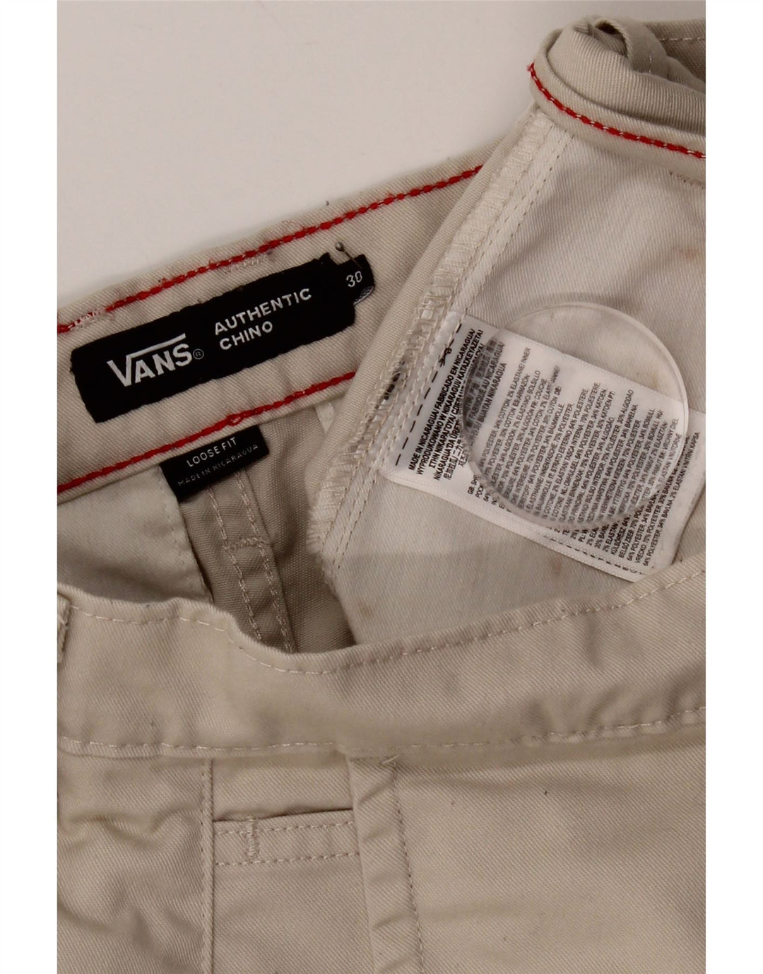 Pantaloni chino larghi da uomo Vans W30 L29 poliestere beige