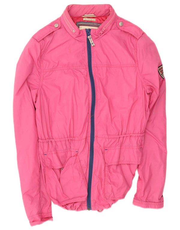 Jaqueta de chuva militar com capuz feminina Tommy Hilfiger UK 18 XL poliéster rosa