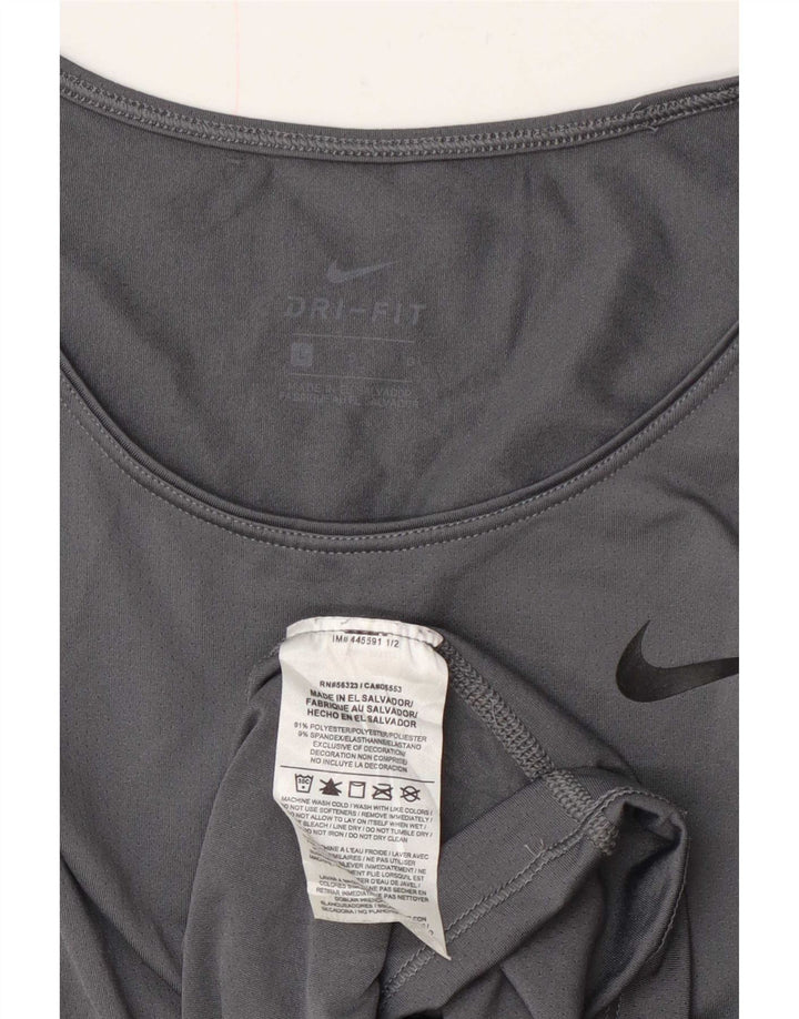 Nike Womens Dri Fit T-Shirt Top UK 16 Large Gris Polyester