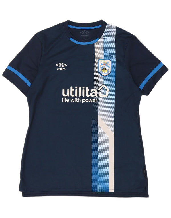 Umbro T-shirt grafica da donna Top UK 14 Large in poliestere a righe blu navy