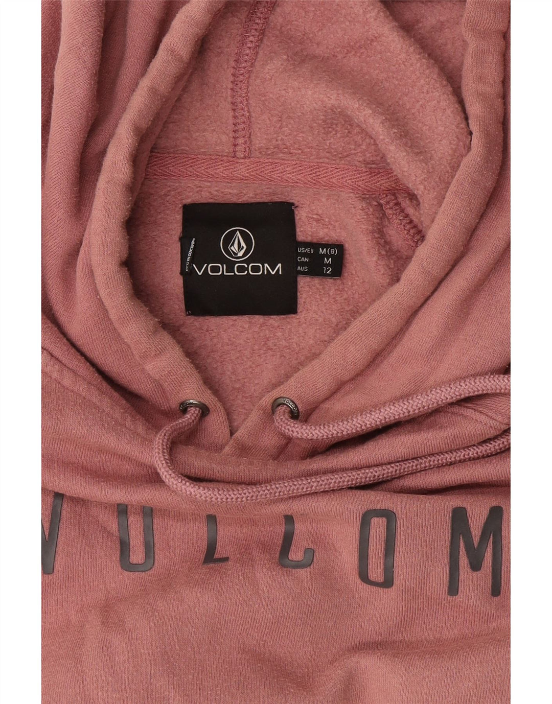 VOLCOM Womens Graphic Hoodie Jumper UK 14 Medium Pink