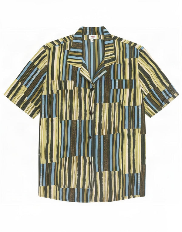 Cherie Chemise à manches courtes pour femme Blouse IT 48 XL Soie rayée multicolore