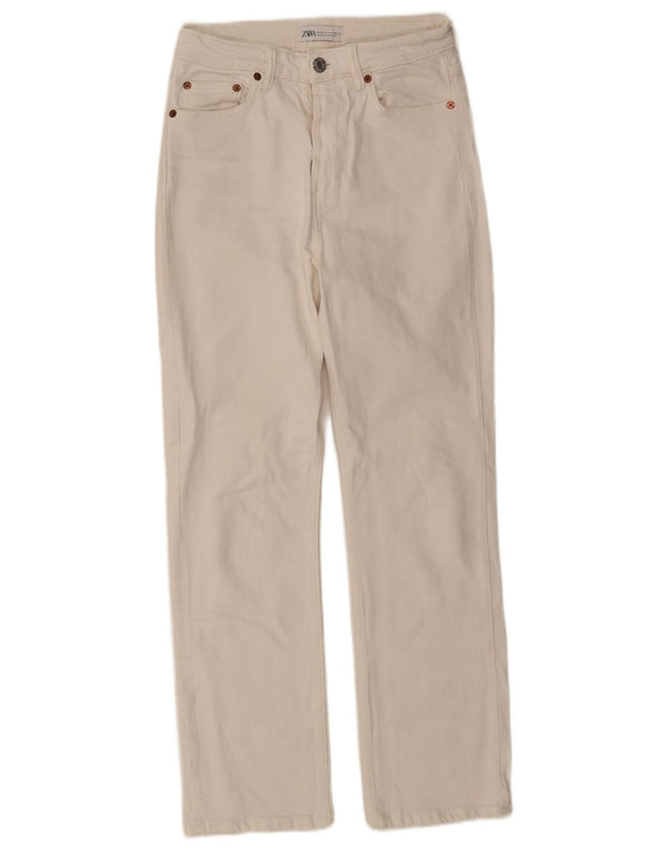 Zara Damen Straight Jeans EU 36 XS W26 L28 Weiße Baumwolle