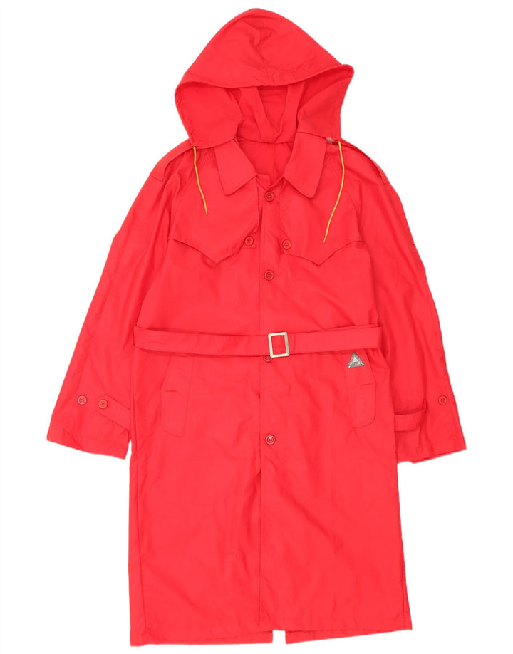 Fiorucci Damen-Trenchcoat mit Kapuze, UK 14, mittelrotes Nylon