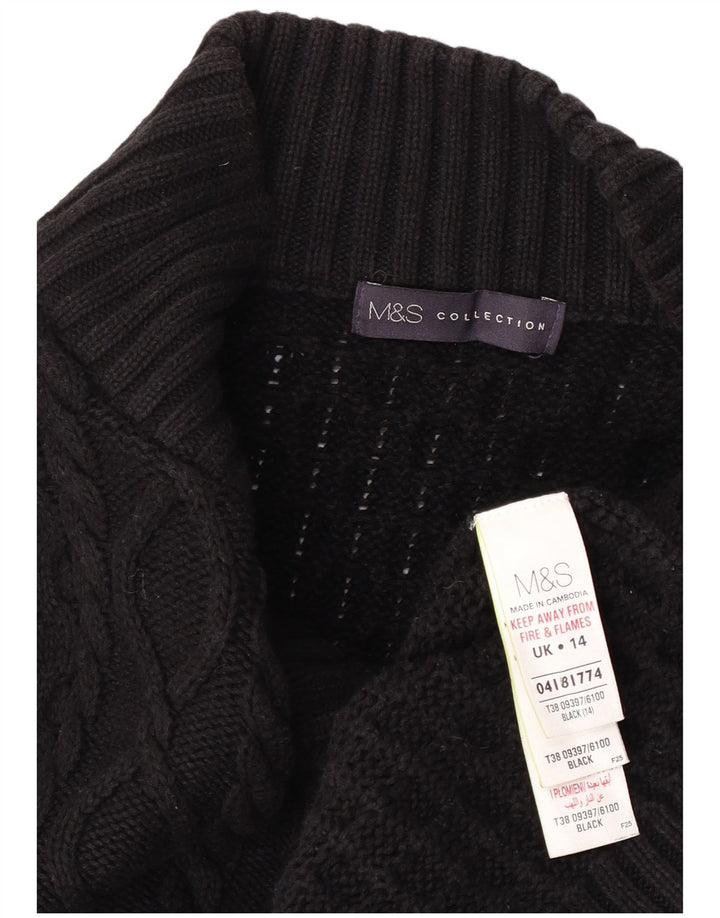 Marks & Spencer Womens Cardigan Sweater UK 14 Large Black Cotton