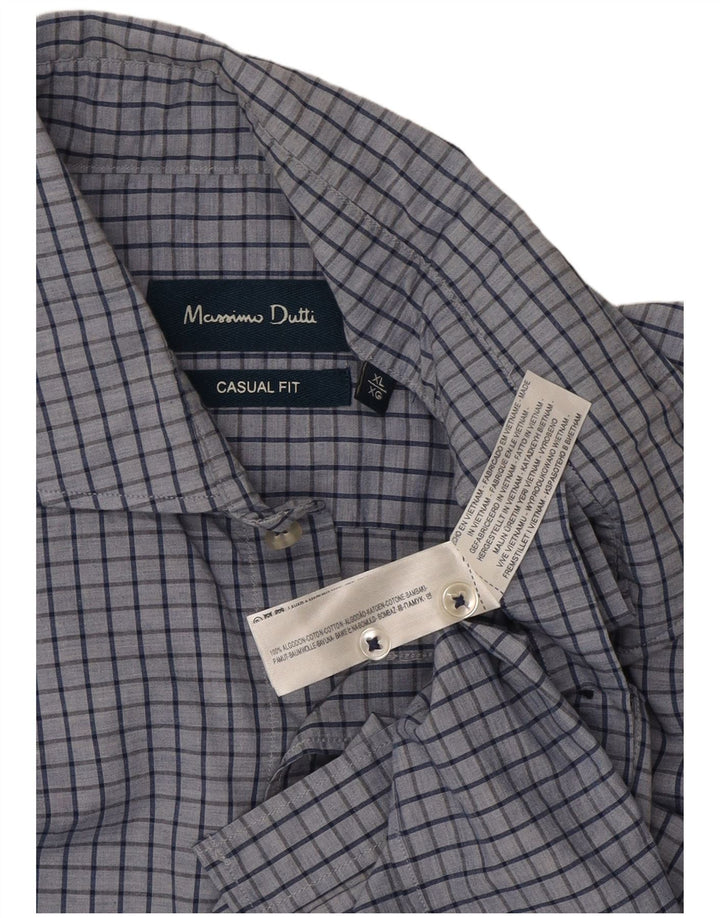 Massimo Dutti Mens Casual Fit Shirt XL Blue Check Cotton