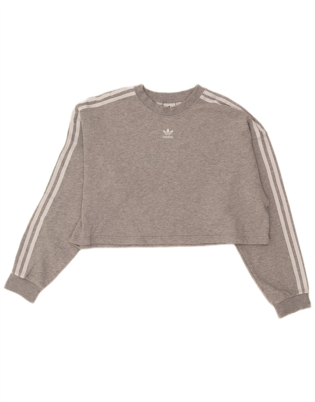 Adidas Womens Crop Oversized Sweatshirt Jumper UK 8 Small Grey Cotton