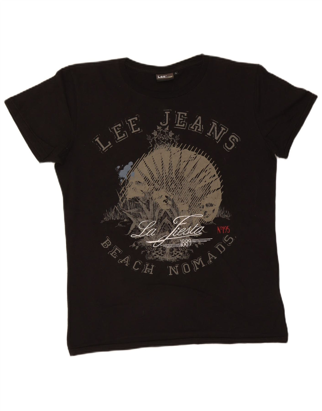 Lee Mens Graphic T-Shirt Top Large Black Cotton
