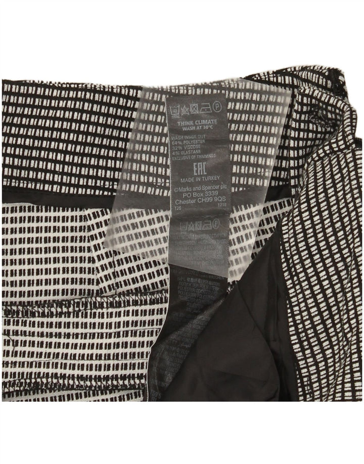 Marks & Spencer Womens Chino Trousers UK 12 Medium W32 L29 Black Check