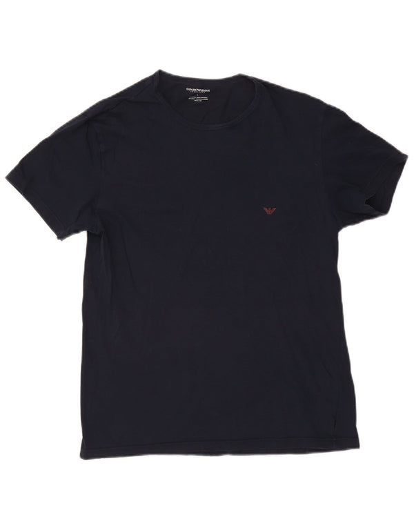 Emporio Armani Mens T-Shirt Top Large Navy Blue Cotton