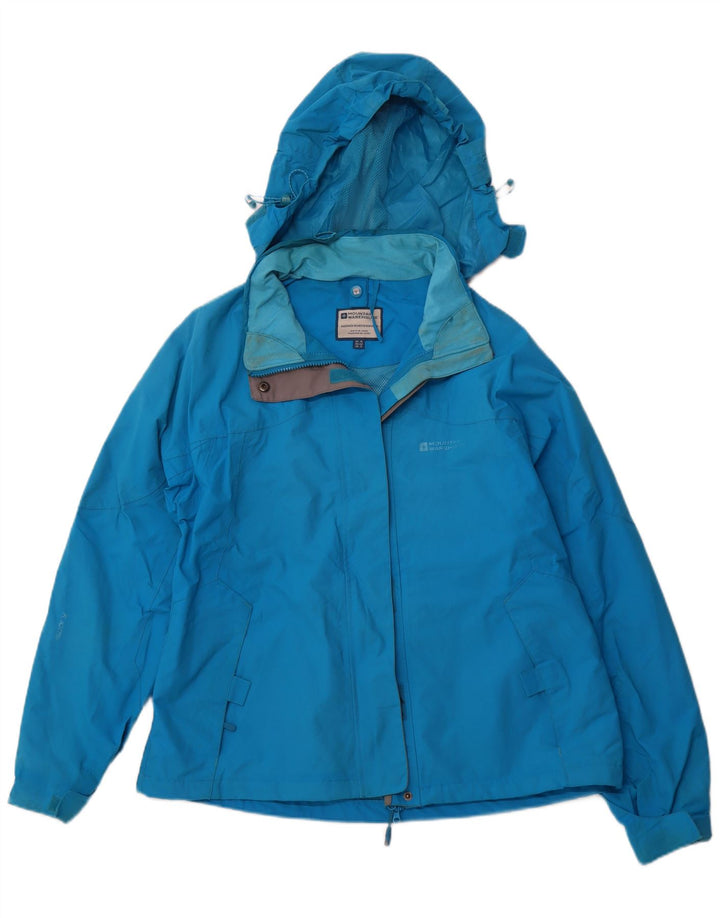 MOUNTAIN WAREHOUSE Womens Hooded Rain Jacket UK 16 Large Blue Nylon