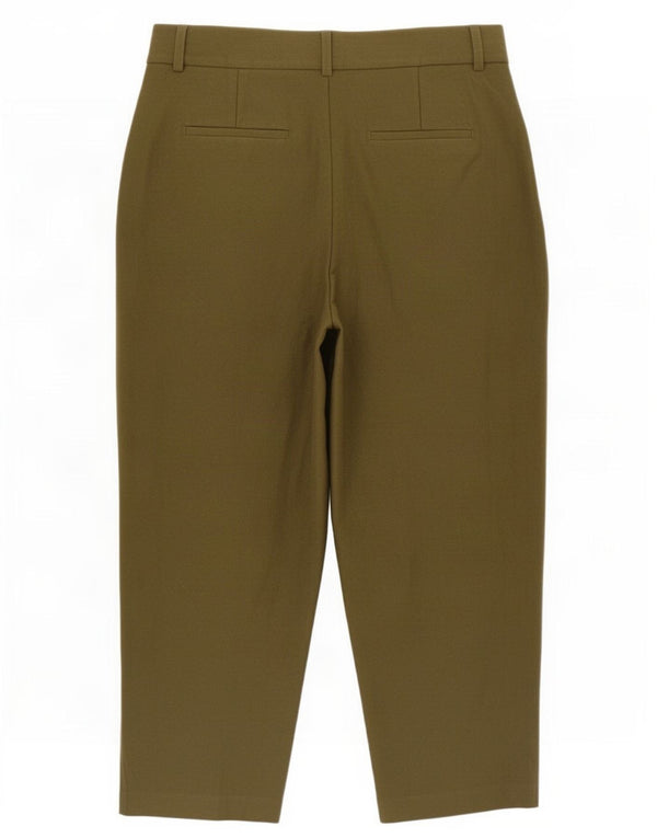 Marks & Spencer Womens High Waist Capri Trousers UK 12 Medium W30 L23 Khaki