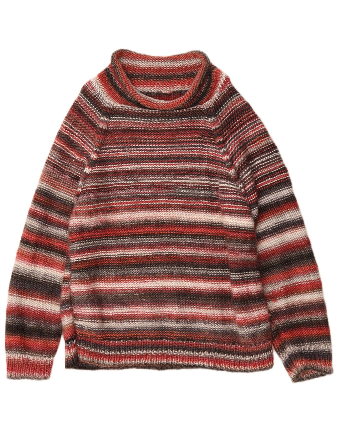Vintage Mens Turtle Neck Jumper Sweater Medium Multicoloured Striped