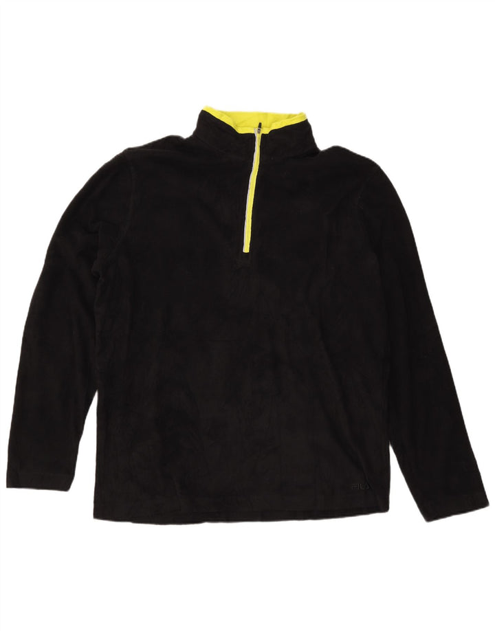 FILA Mens Zip Neck Fleece Jumper XL Black Polyester