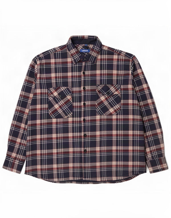 Vintage Mens Lumberjack Flannel Shirt XL Navy Blue Check Cotton