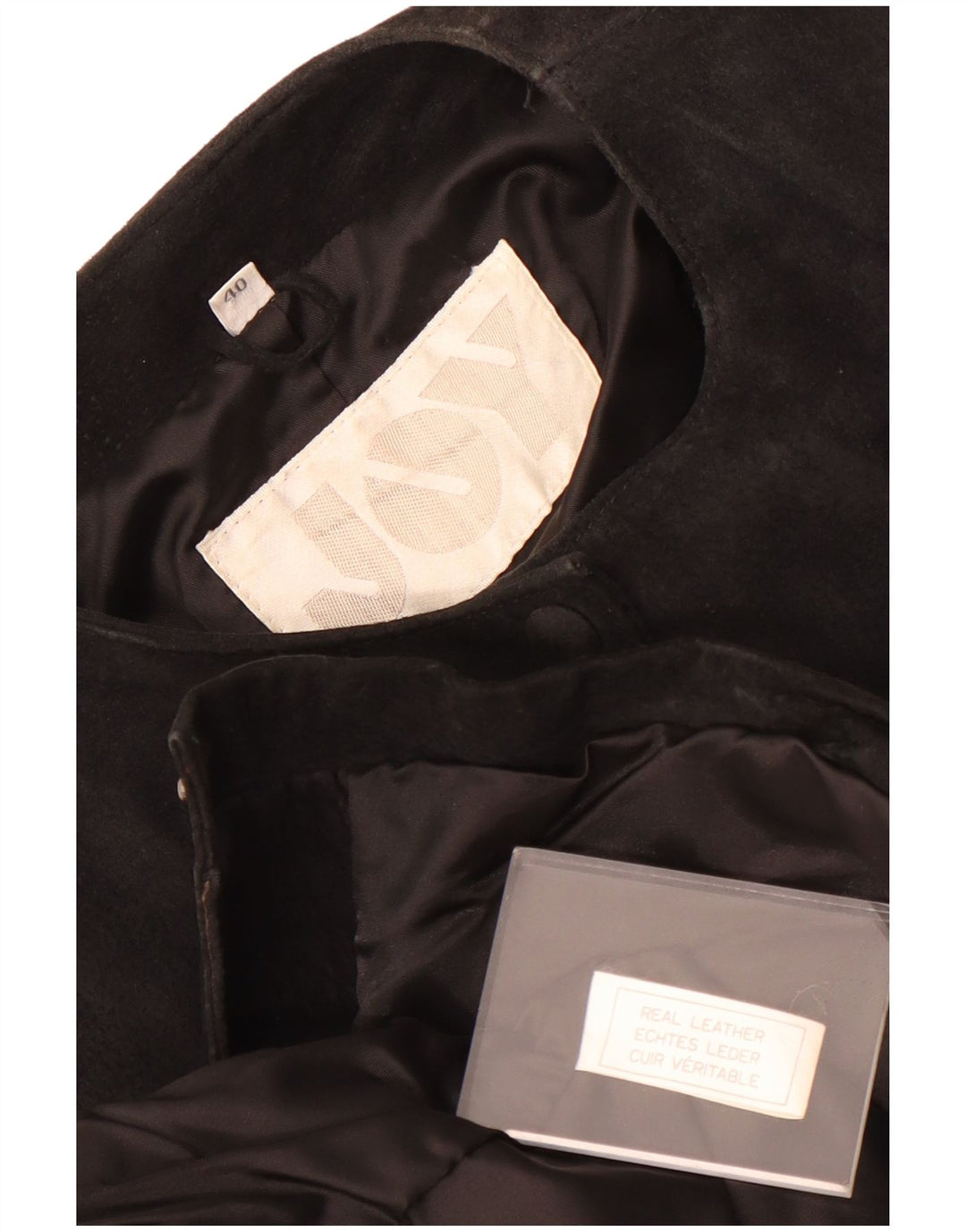 Joy Womens Crop Suede Jacket EU 40 Medium Black Leather