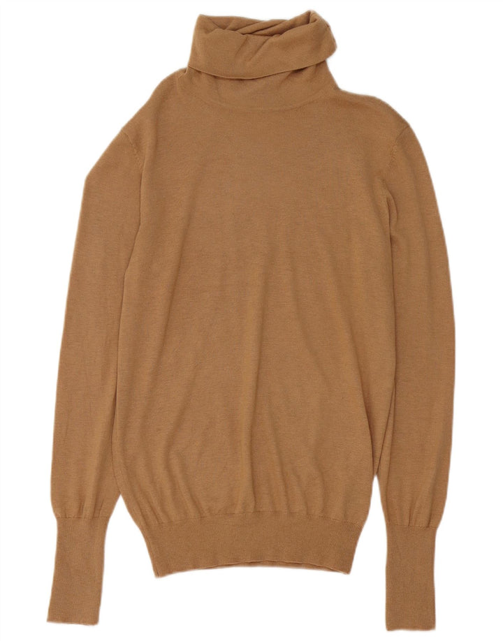 Zara Womens Roll Neck Jumper Sweater UK 16 Large Brown Modal