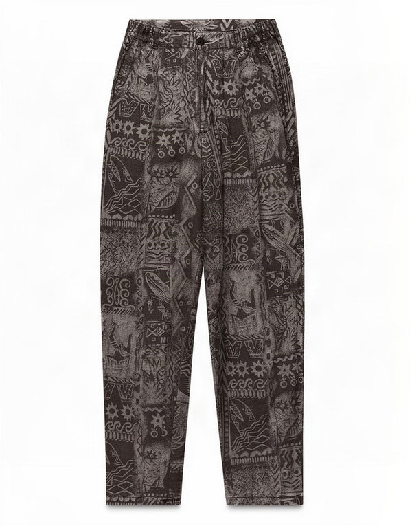 Pantaloni conici pentru femei vintage cu model abstract L24 L30 gri