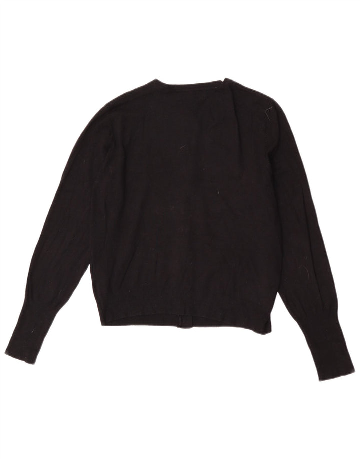 Marks & Spencer Womens Crop Cardigan Sweater UK 12 Medium Black Viscose