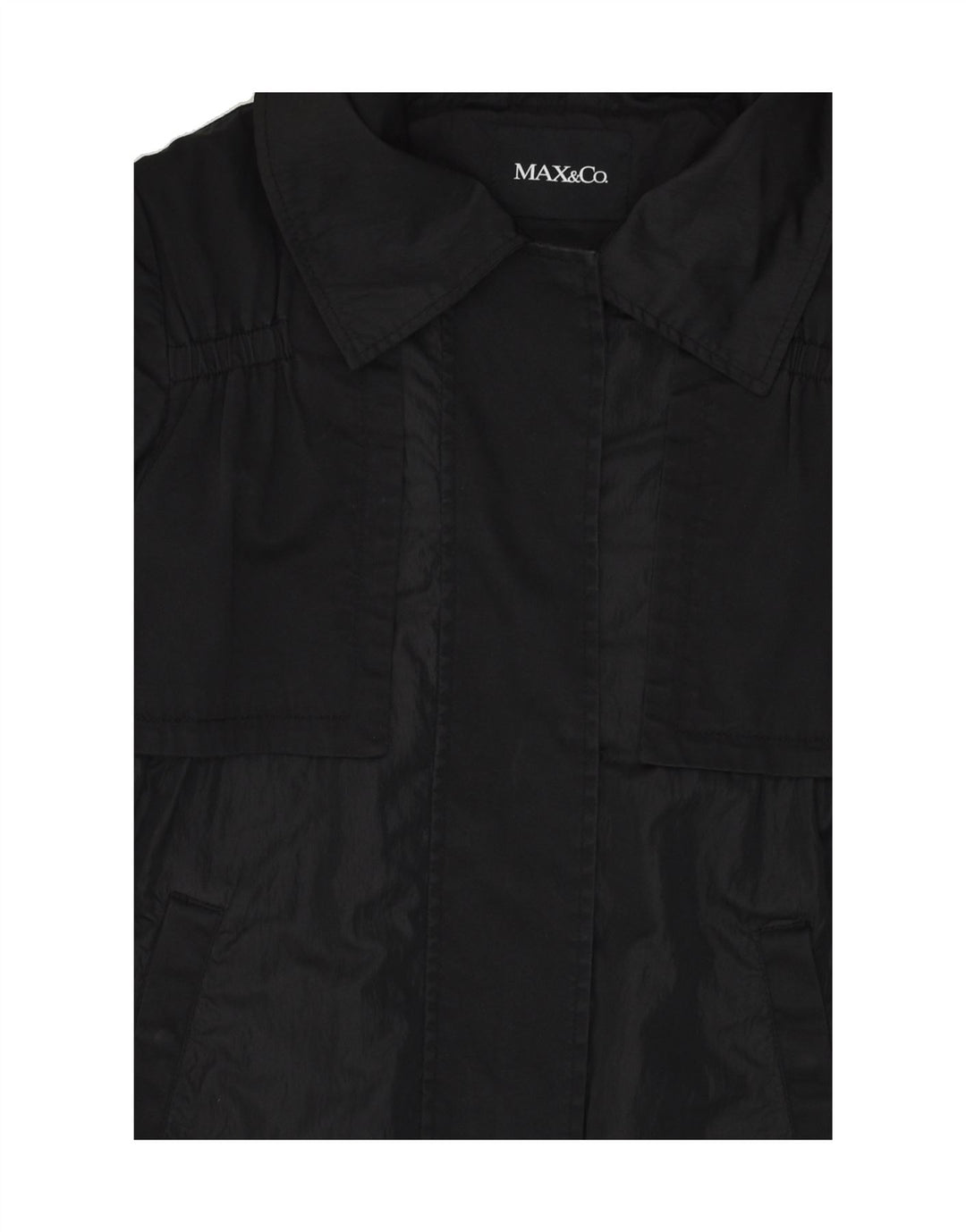 MAX & CO. Womens Overcoat UK 8 Small Black Polyamide | Vintage Max & Co. | Thrift | Second-Hand Max & Co. | Used Clothing | Messina Hembry 